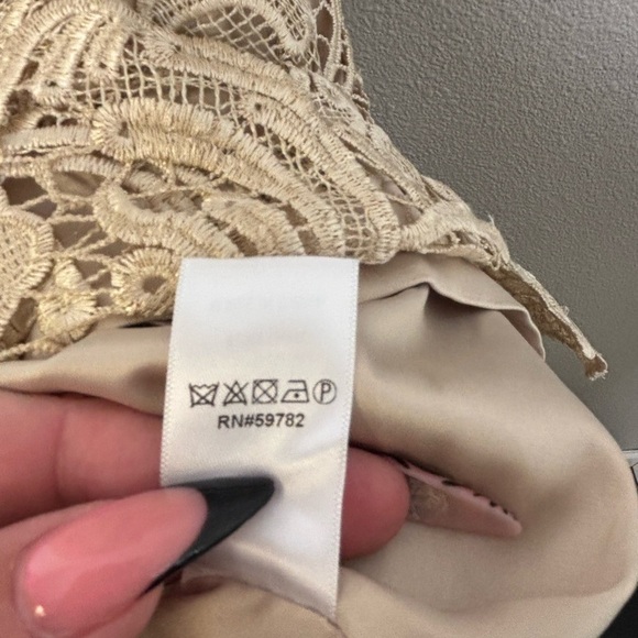 Adrianna Papell Strapless Lace Sheath Dress Champagne Size 10 - Picture 10 of 10